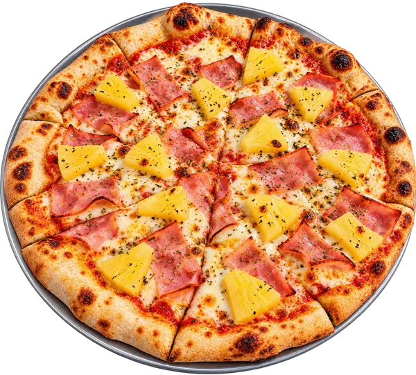 Pizza hawaiana con jamón y piña