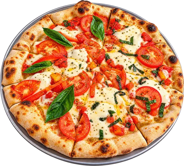 Pizza Margarita con albahaca